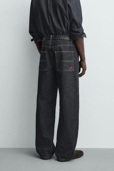 EMBROIDERED HEART DENIM CHINO TROUSERS - Blue by Zara - Image 2
