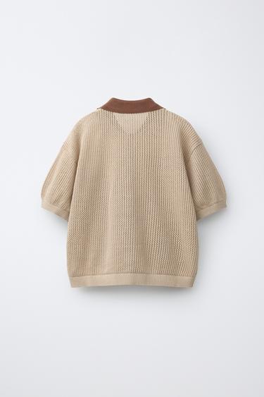 EMBROIDERED KNIT SHIRT - Beige by Zara - Image 1