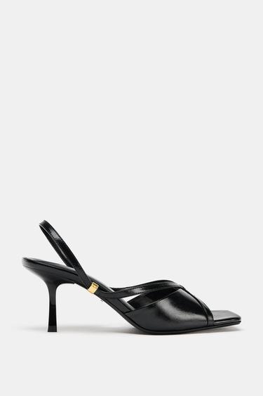 HIGH-HEEL SANDALS WITH METAL APPLIQUÉ - Black by Zara