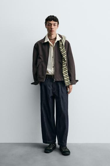 WIDE-LEG PLEATED DENIM CHINO TROUSERS - Blue by Zara - Image 0