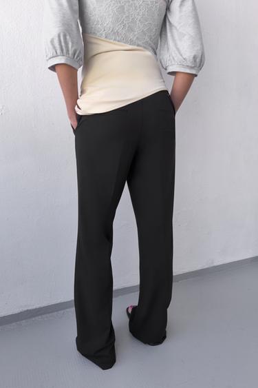 PANTALON DROIT TAILLE BASSE - Noir de Zara - Image 3