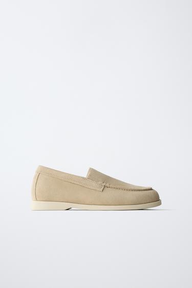 LEATHER DECK SHOES - Sand Brown by Zara