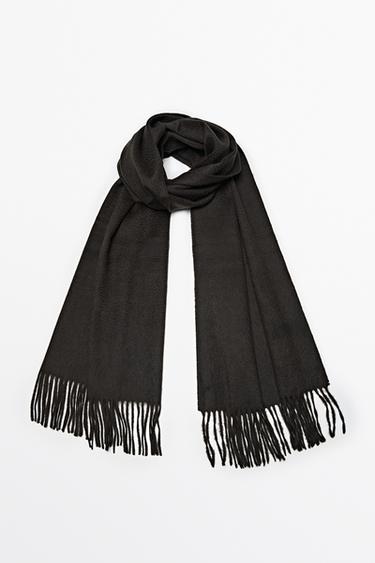 Wool blend scarf with fringing — Brown 2