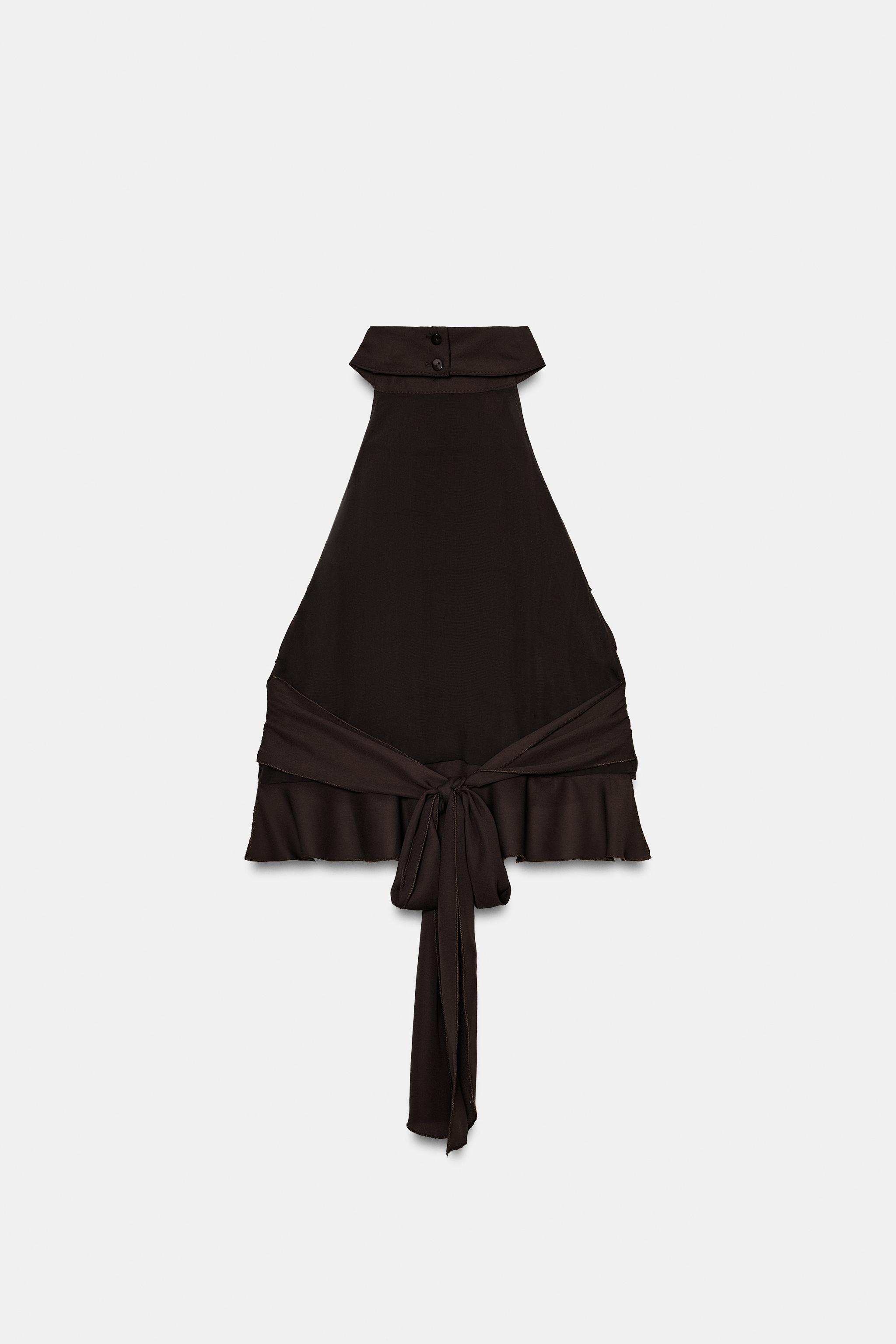 TOP EN GEORGETTE À ENCOLURE AMÉRICAINE