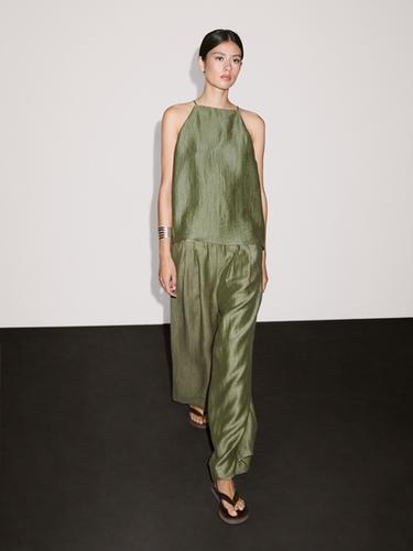 Zara Linen blend halter top - Green - Image 0