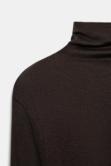 T-SHIRT EN COTON SUPIMA® - Marron de Zara - Image 8