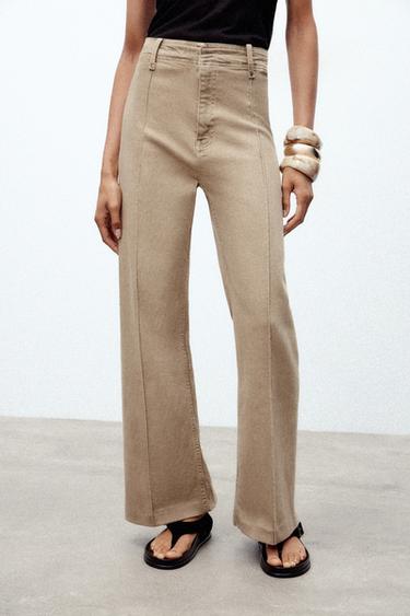 ZW COLLECTION WIDE-LEG HIGH-WAIST JEANS - SAND/BROWN by Zara - Image 1