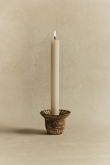 CERAMIC CANDLEHOLDER - Brown by Zara