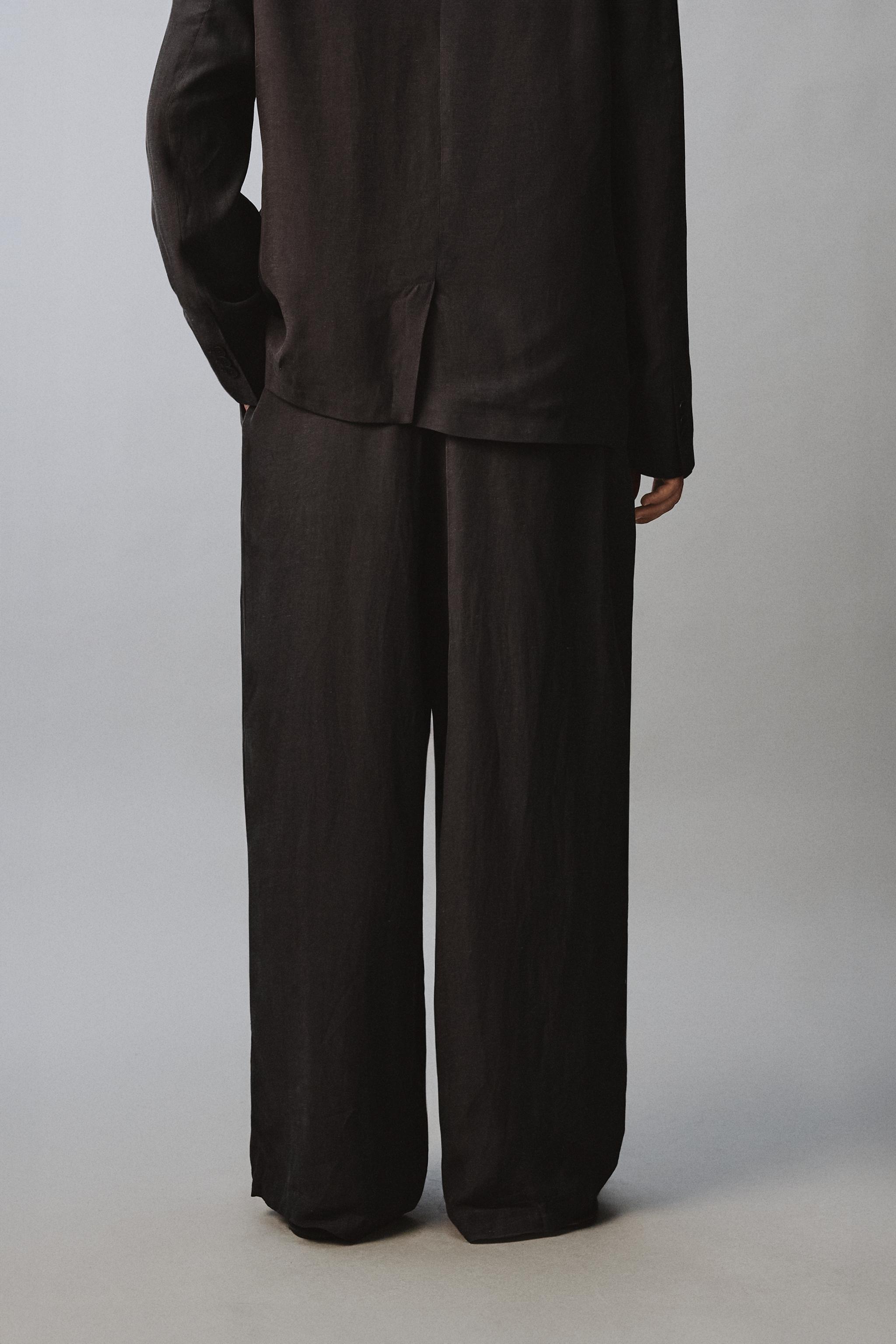 RELAXED FIT WIDE LEG SUIT PANTS - Anthracite grey | ZARA United States