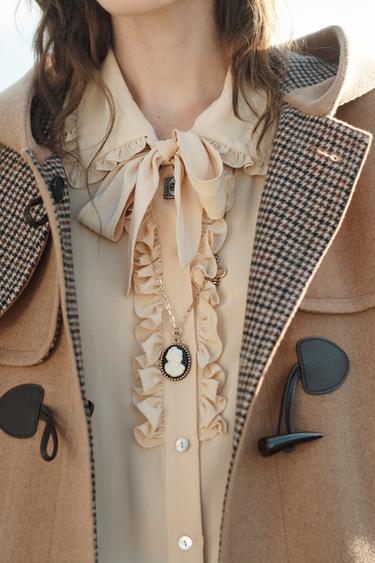 MANTEAU MÉLANGE DE LAINE ÉDITION LIMITÉE - Marron clair de Zara - Image 4