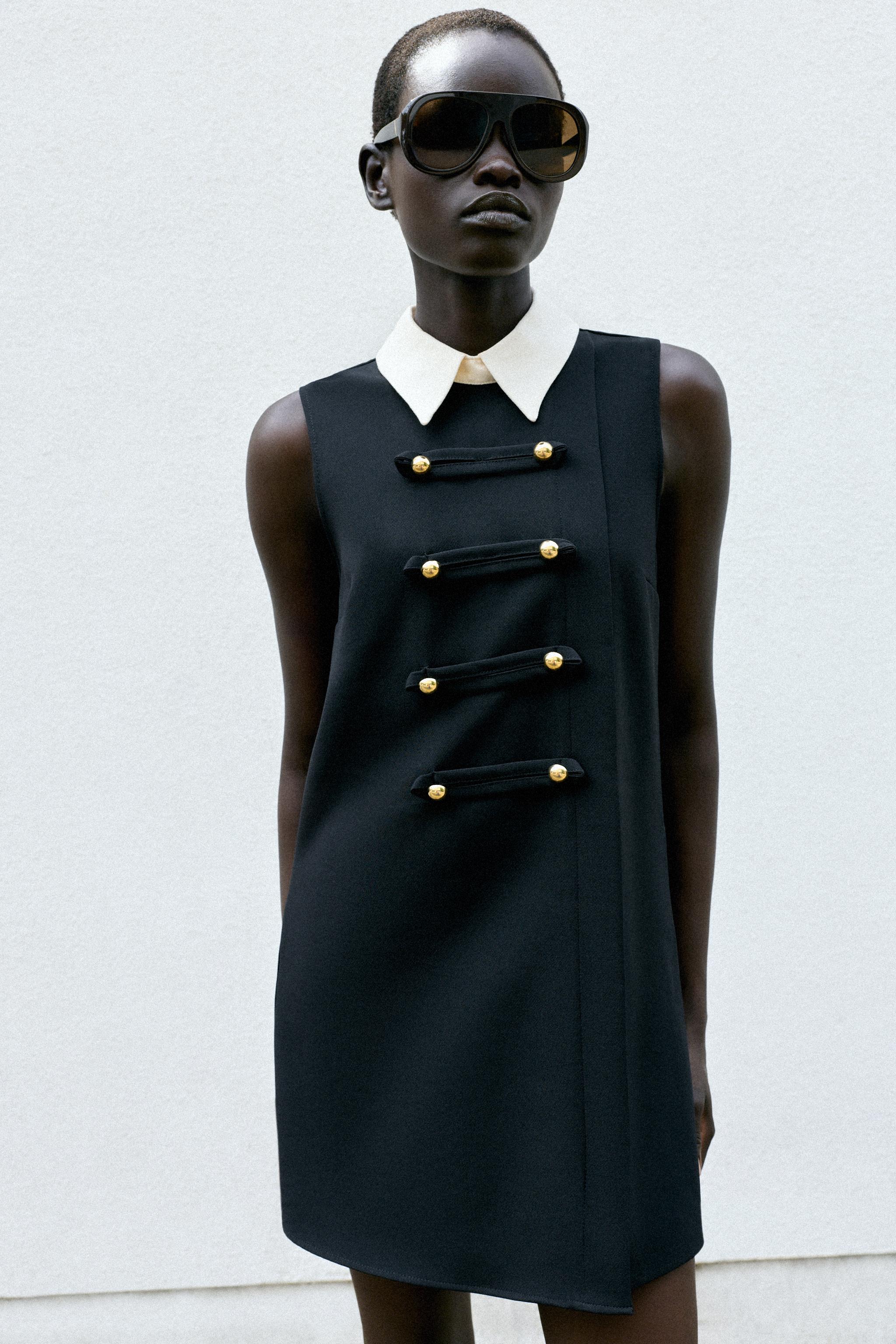 Женские платья Zara FROG FASTENING SHORT DRESS — фото 5