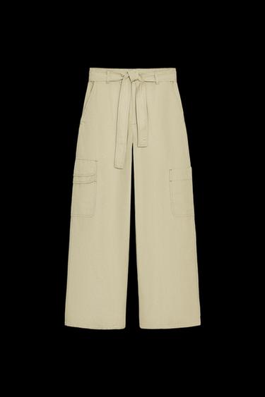 VOLUME CARGO TROUSERS - Light khaki by Zara - Image 0