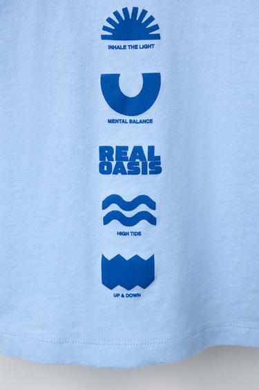 T-SHIRT TEINT EN PIÈCE IMPRIMÉ - Bleu clair de Zara - Image 3