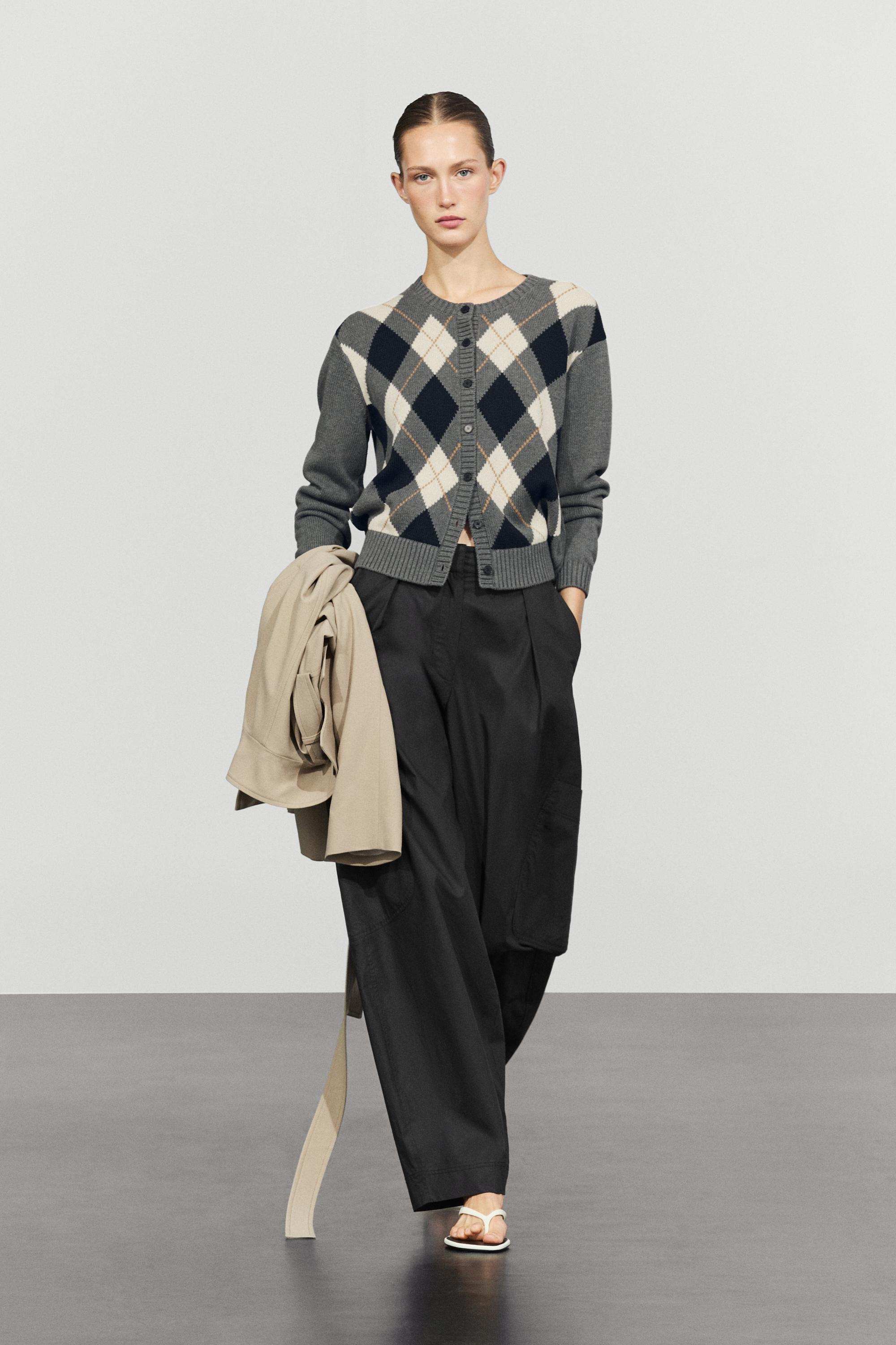 100% cotton diamond knit cardigan - 205 | ZARA United States