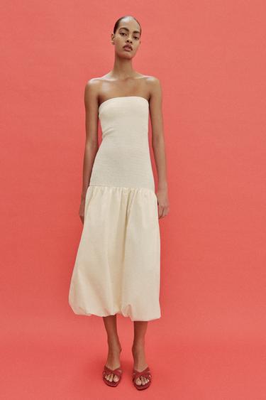 COMBINED BANDEAU DRESS - Ecru by Zara - Image 7