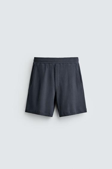 WAFFLE-KNIT JOGGER BERMUDA SHORTS - Blue / Steel by Zara