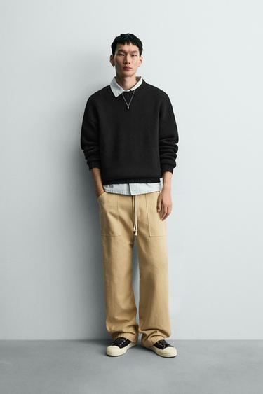 COTTON TEXTURE SWEATER - Black by Zara - Image 0