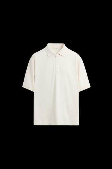 Zara TEXTURED ZIP POLO SHIRT - Oyster-white - Image 0