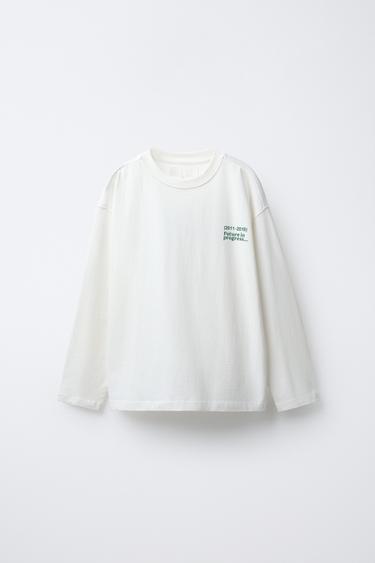 ФУТБОЛКА С ТЕКСТОВЫМ ПРИНТОМ — БЕЛЫЙ от Zara
