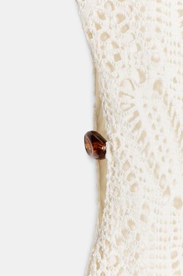 CROCHET MIDI DRESS WITH BEADED DETAIL - Oyster-white by Zara - Image 7