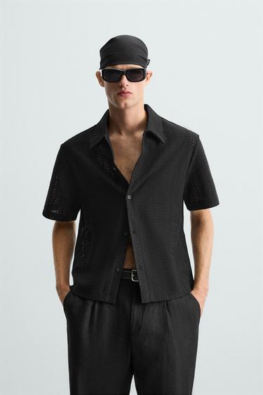 CAMISA JACQUARD GEOMÉTRICO - Preto da Zara