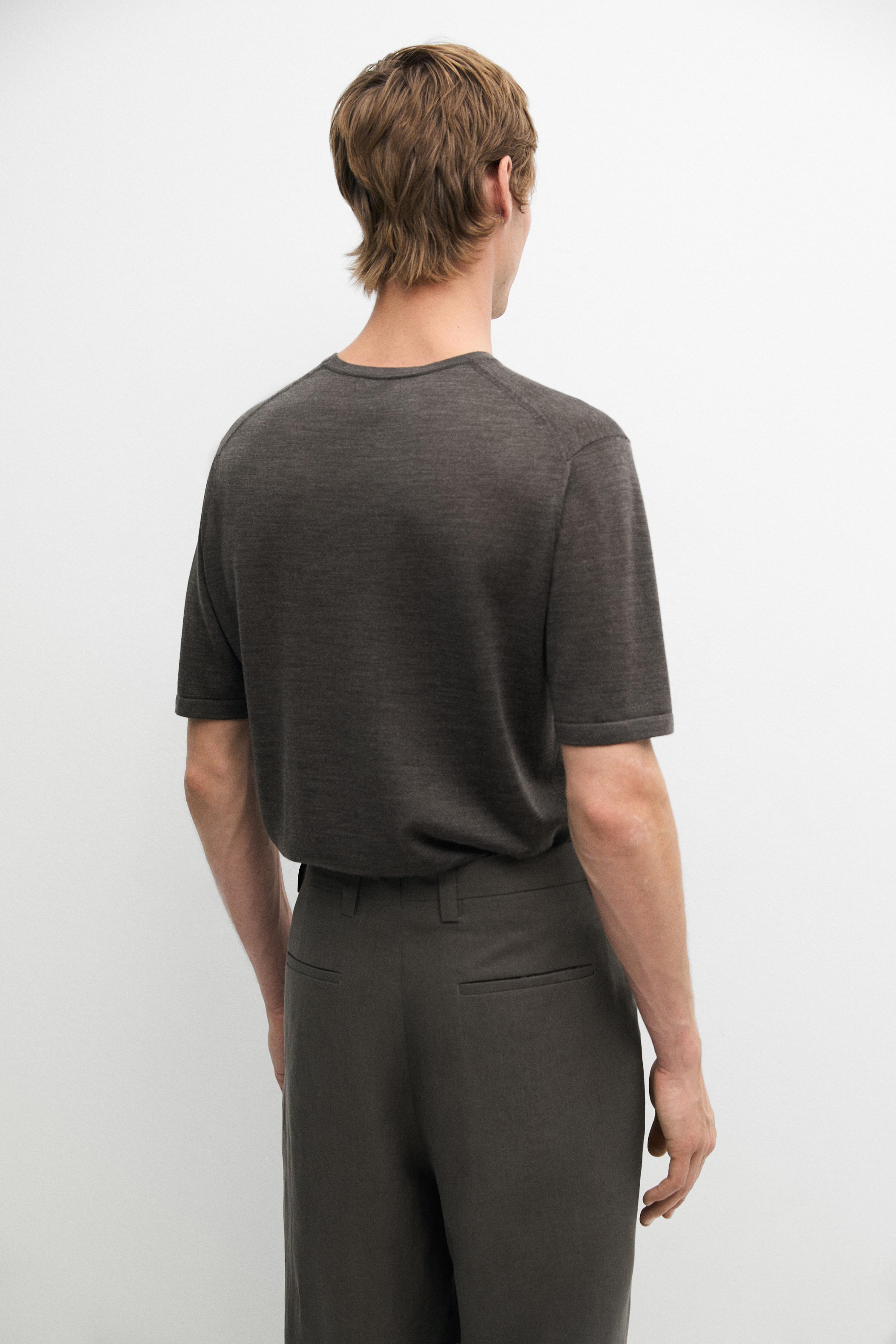 T-shirt en maille de laine mélangée