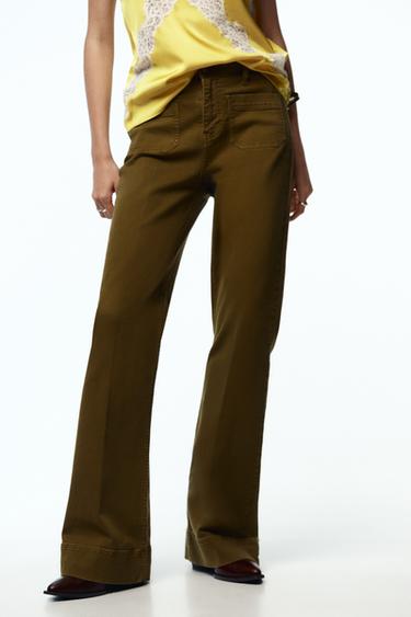 JEAN Z1975 POCHES PLASTRON TAILLE HAUTE - Vert huile de Zara - Image 1