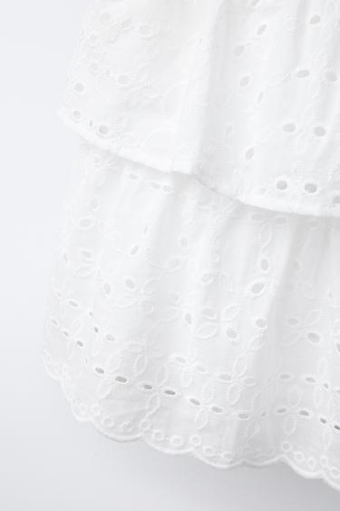 SCHIFFLI EMBROIDERY TURN-UP WAIST SKIRT - White by Zara - Image 3