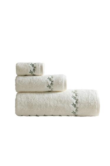 PLANT EMBROIDERY BATH TOWEL - Green by Zara