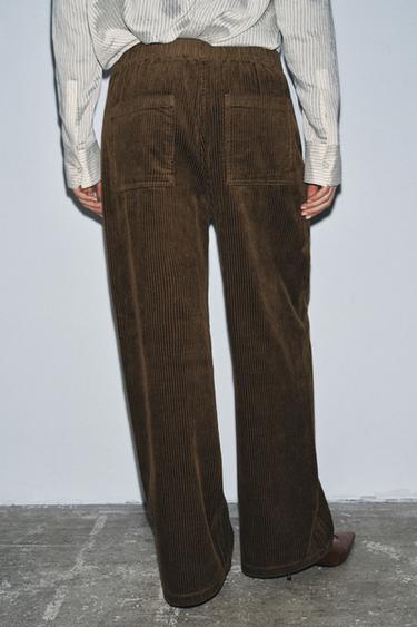PANTALON CÔTELÉ LARGE ZW COLLECTION - Vert olive de Zara - Image 2