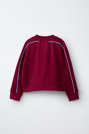 SPORTY CONTRAST SWEATSHIRT WITH MODAL - Burgundy by Zara - Image 1