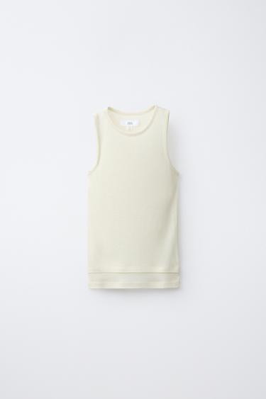 LINEN BLEND T-SHIRT - Vanilla by Zara