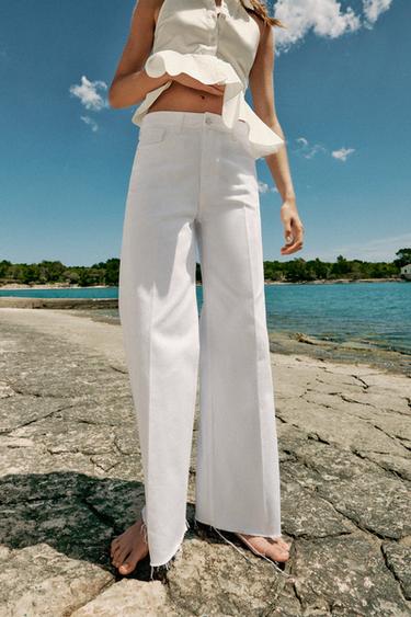 Z1975 MID-WAIST STRAIGHT JEANS - White by Zara - Image 1