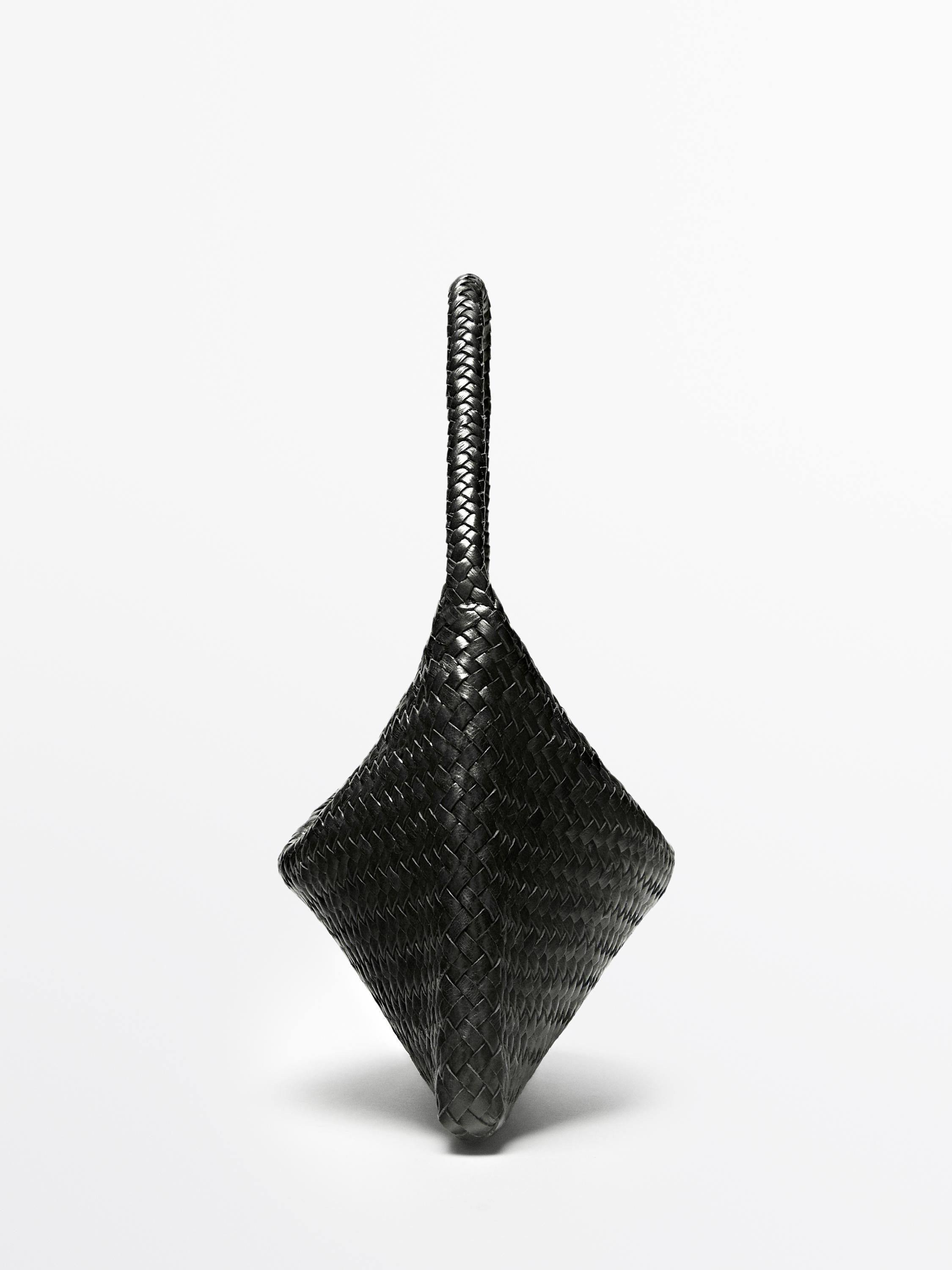 Small braided leather shoulder bag