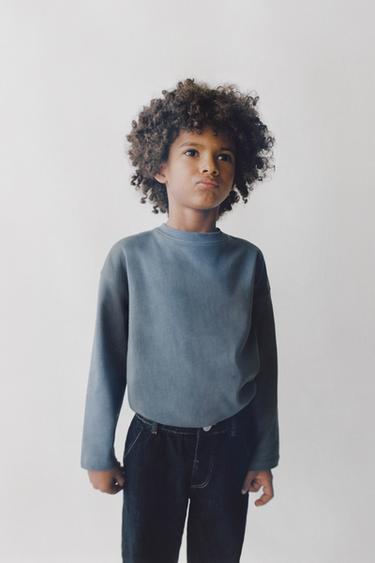 HEAVYWEIGHT EMBROIDERED T-SHIRT - Midnight blue by Zara