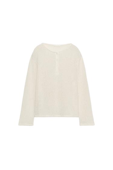RUSTIC HENLEY T-SHIRT - Ecru by Zara