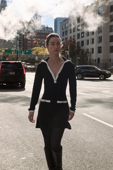 SOFT SHORT DRESS - Black / Ecru by Zara