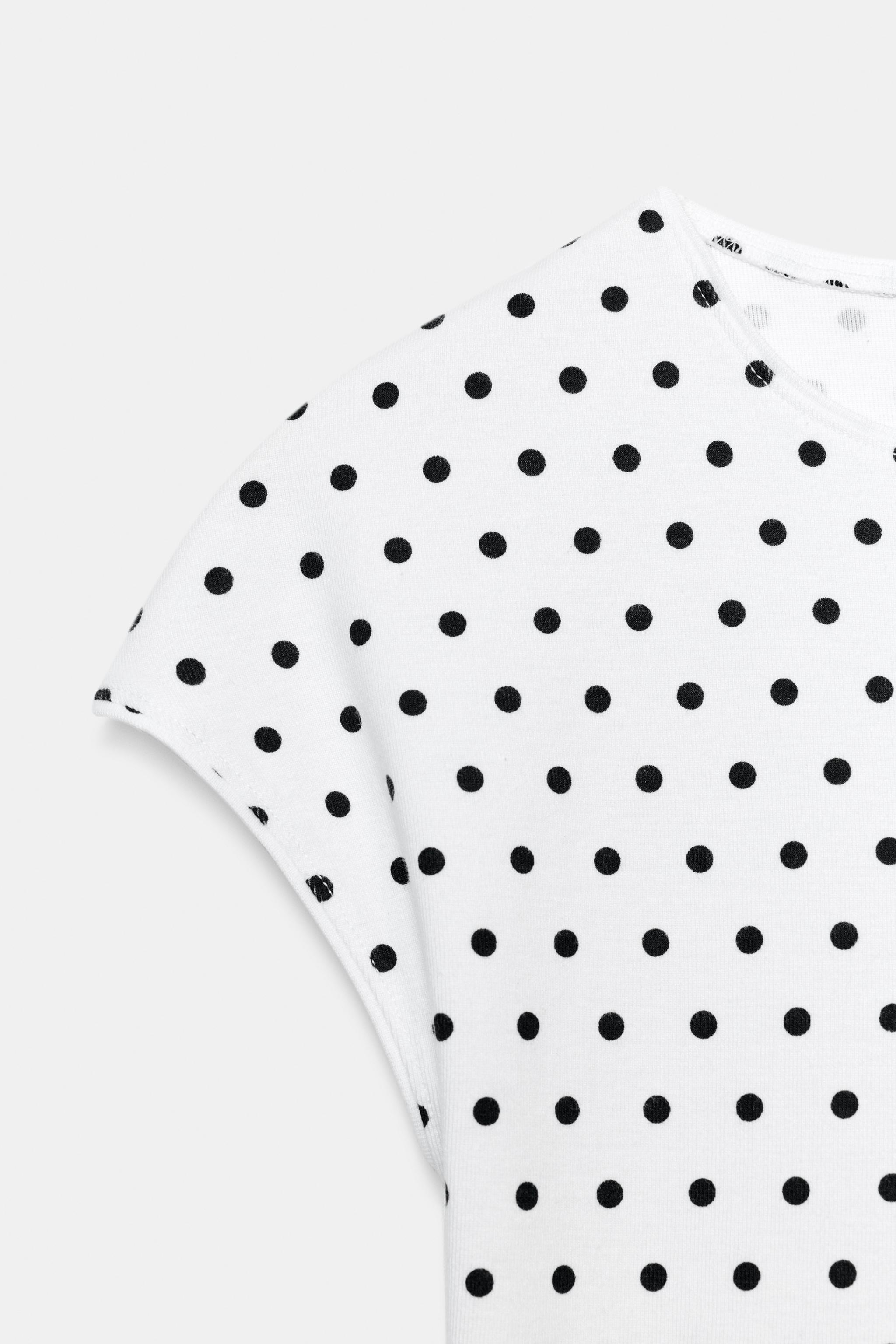 PUANTİYELİ KISA KOLLU CROP T-SHIRT - Görsel 5