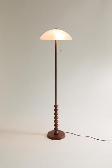 GLASS AND WOOD FLOOR LAMP — Multicoloured 2