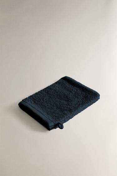 COTTON TERRY BATH MITT — Navy blue 2