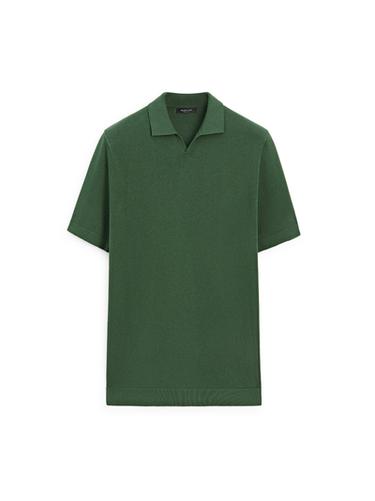 Zara Cotton blend knit polo sweater - Duck green