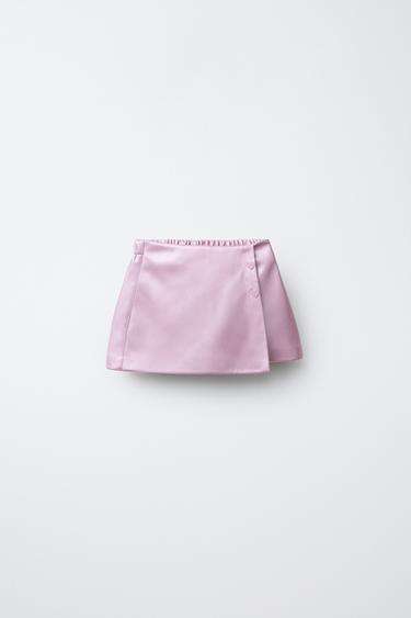 METALLIC FAUX LEATHER BERMUDA SKORT WITH HEARTS - Pastel pink by Zara