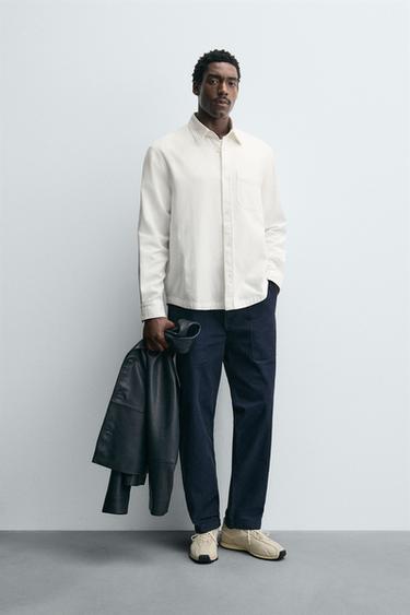 TEXTURED SHIRT WITH POCKET - Ecru by Zara - Image 0