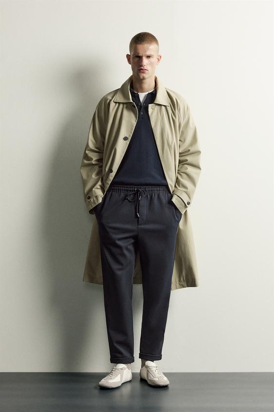 EASY CARE JOGGER WAIST TROUSERS - Navy marl by Zara - Image 0