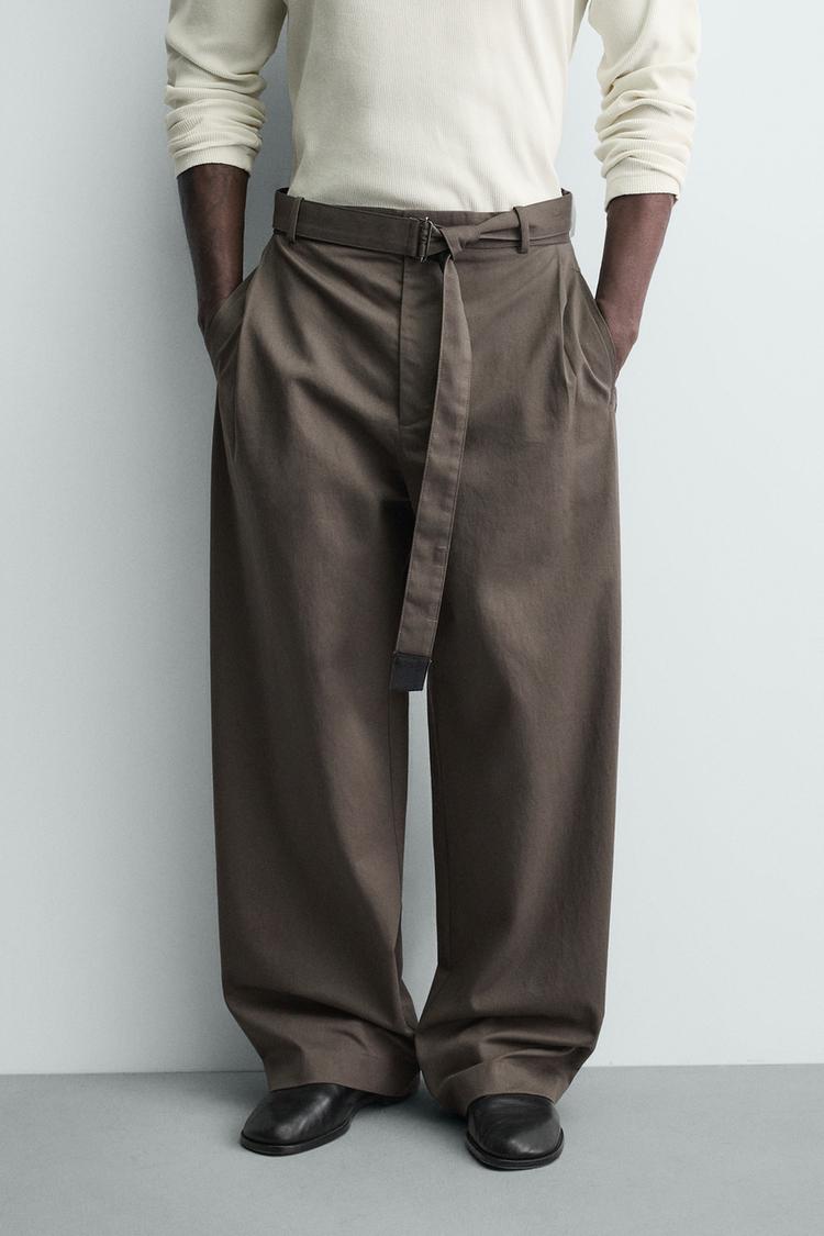 ZARA BELTED WIDE-LEG TROUSERS