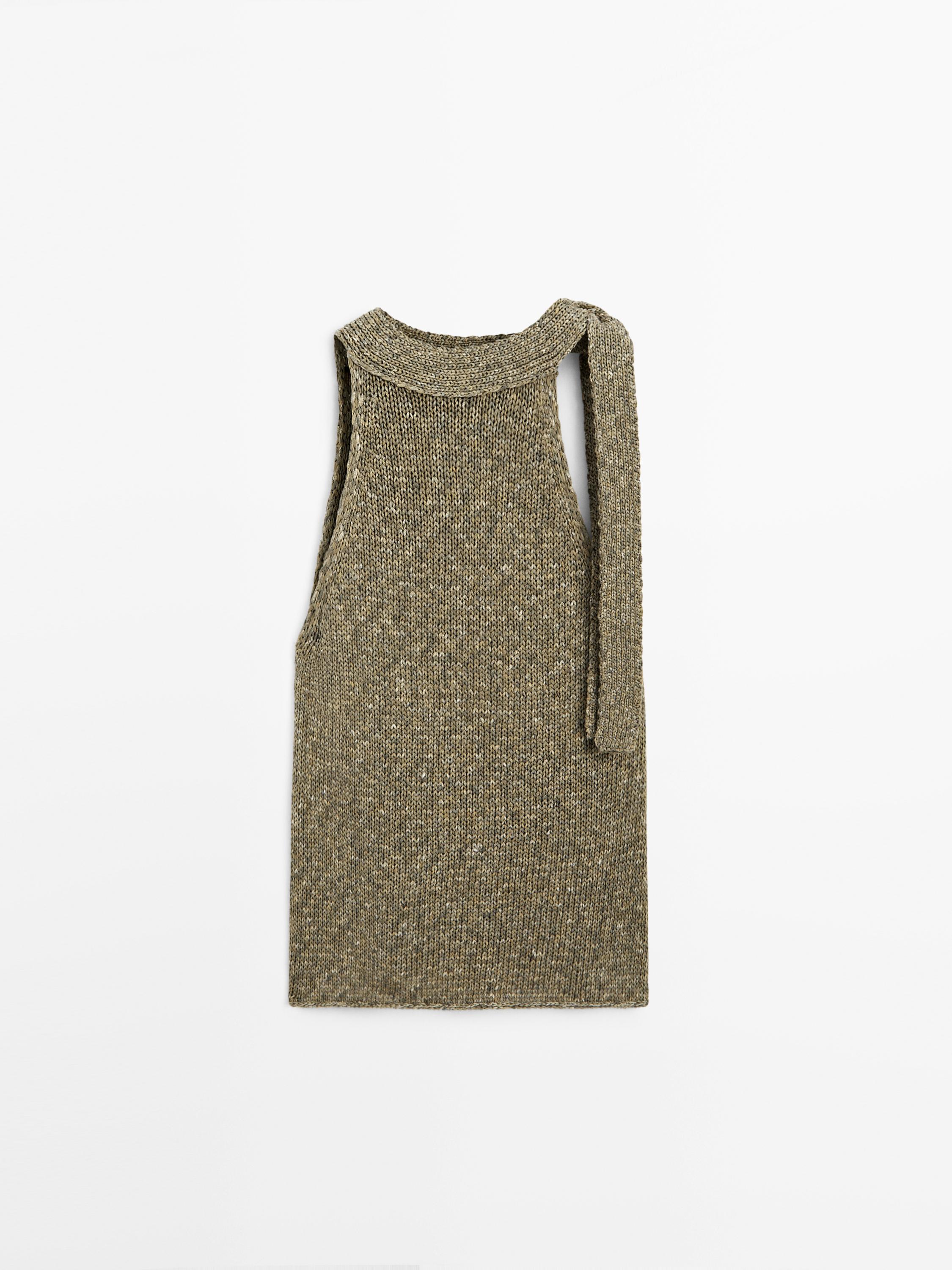 Top à encolure américaine avec nœud 100 % coton
