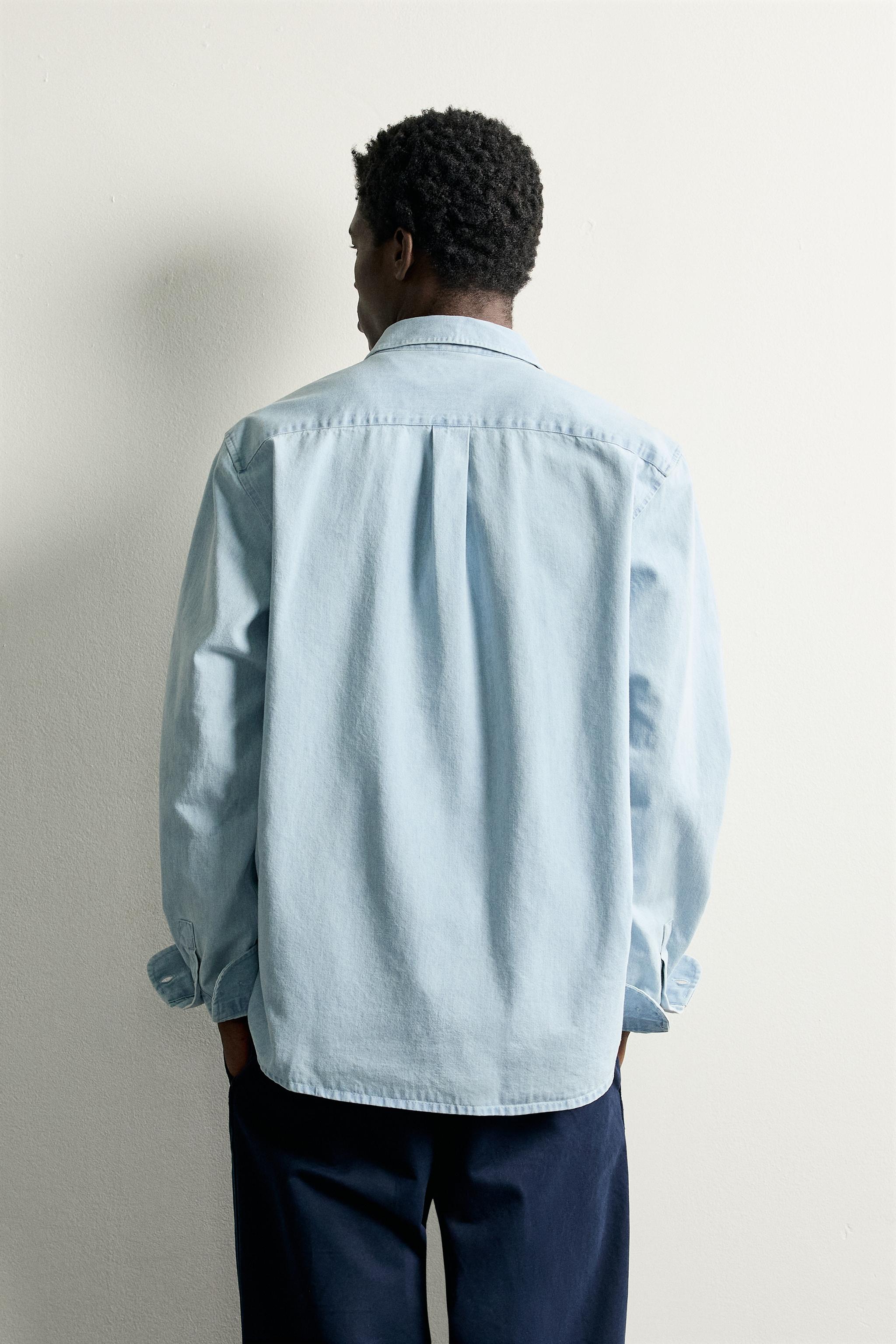 Zara REGULAR FIT DENIM GÖMLEK görsel 3