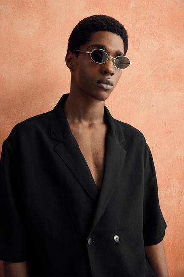 VISCOSE/LINEN KIMONO SHIRT - Black by Zara