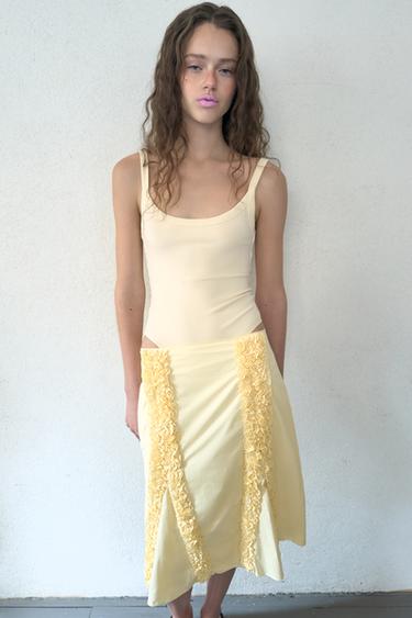 Zara COTTON STRAPPY BODYSUIT - Yellow