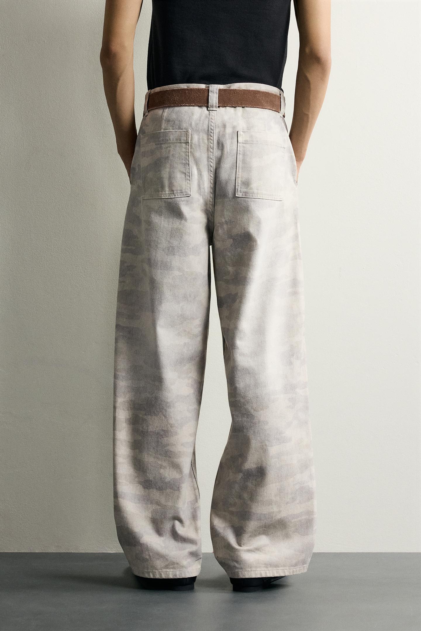 Мужские брюки Zara Abstract Print Relaxed Fit, цвет: Серо-бежевый — фото 3